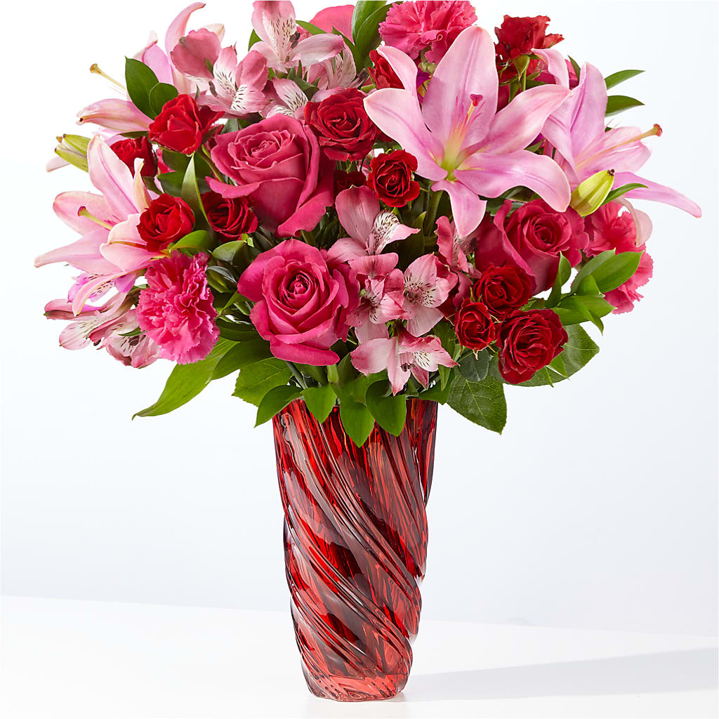 In Love Bouquet with Luxe Swirl Vase – THE FLORAL SHOP BY LOWE'S NURSERY, Morganton NC