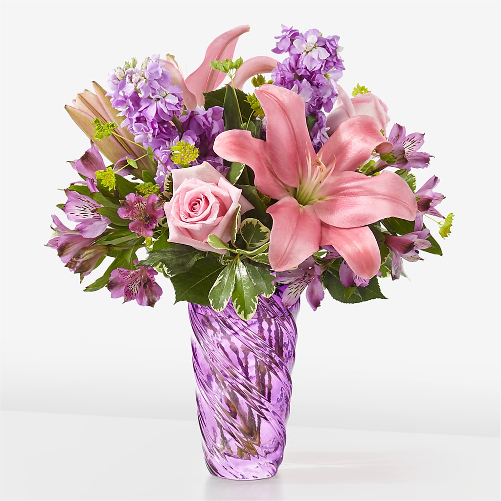 Precious Petals Bouquet with Luxe Swirl Vase – THE FLORAL SHOP BY LOWE'S NURSERY, Morganton NC
